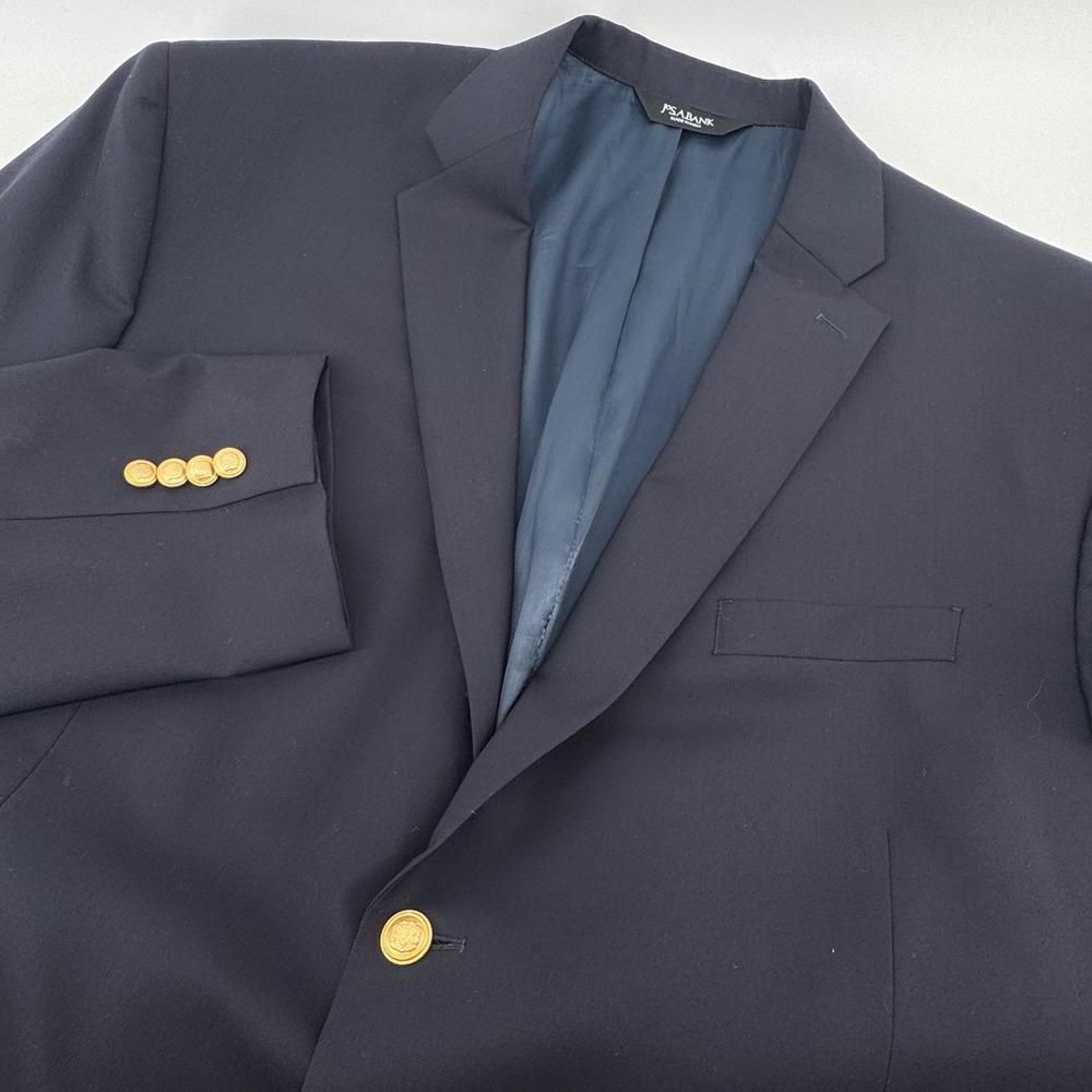 Jos. A. Bank Blazer Mens 50 Regular Navy Blue 100% Wool Gold Crest Buttons